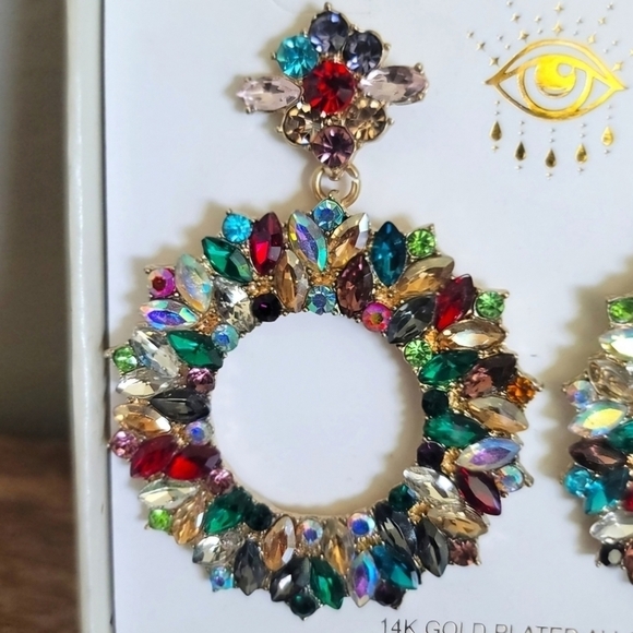 Eye Candy Los Angeles Luxe Collection Rhinestone 14K Gold Plated Earrings - Picture 3 of 4